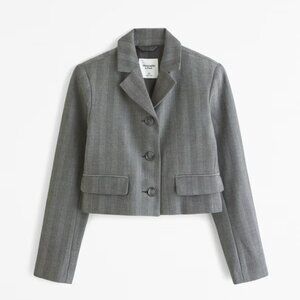NWT Abercrombie Cropped Gray Stripe Blazer (S)